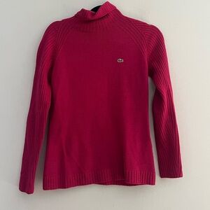 Lacoste Women's Vibrant Pink Turtleneck Sweater
